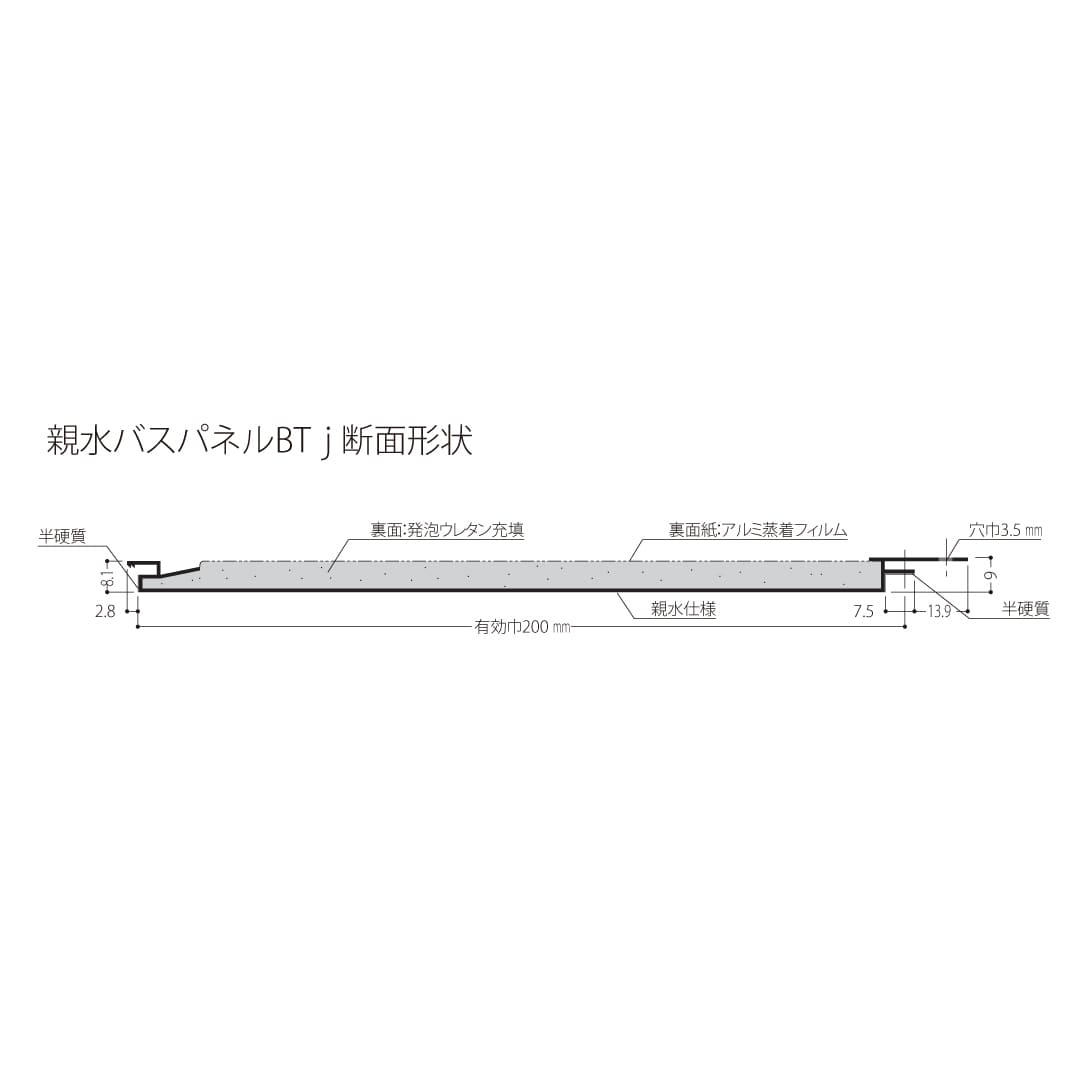 親水バスパネルBTj SBT3P07 3m ホワイト フクビ化学工業 FUKUVI