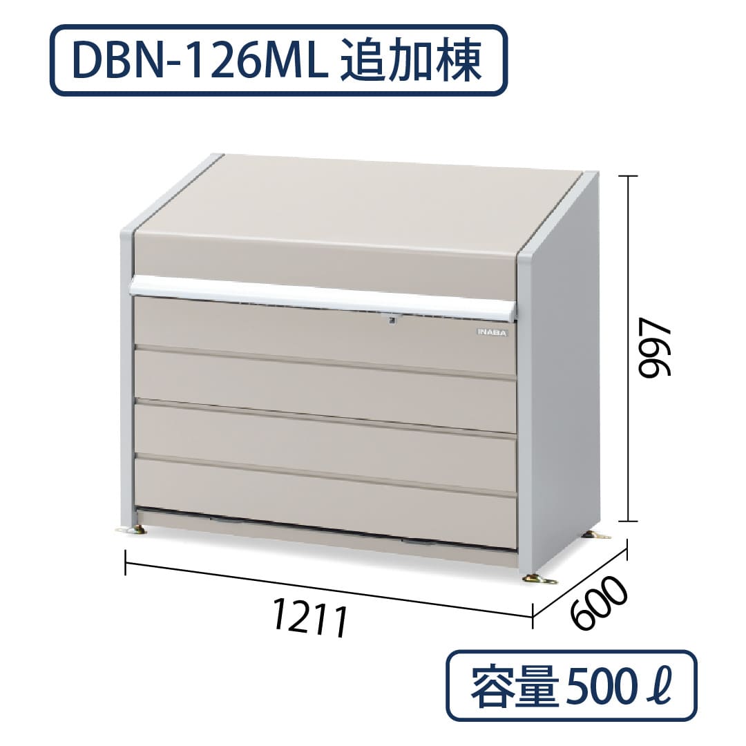 イナバ物置 ダストボックスミニ DBN-126ML メッシュ床 サンドベージュ 幅1211×奥行600 500L(追加棟) ゴミ収集庫 稲葉製作所