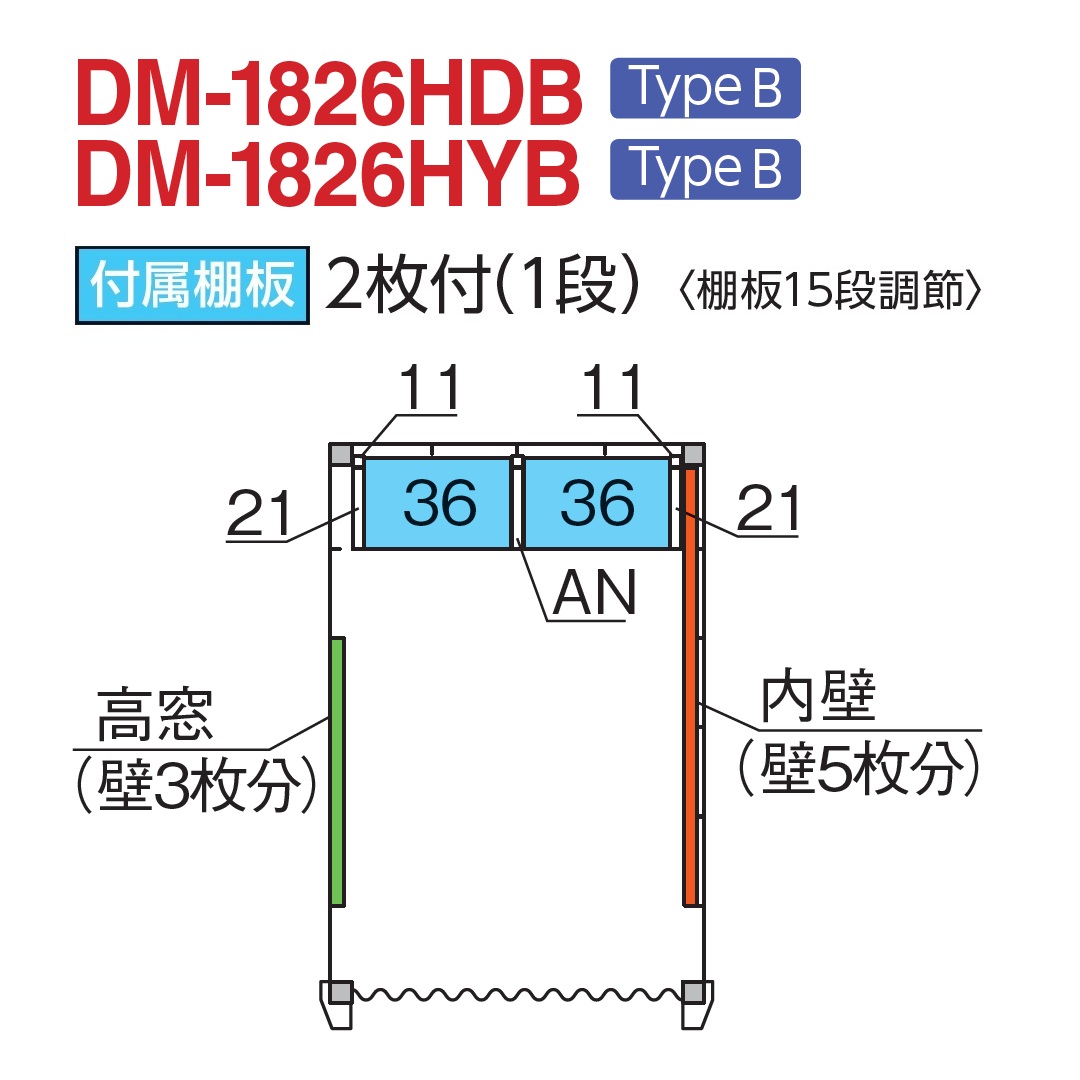 付属棚板：2枚付(1段)