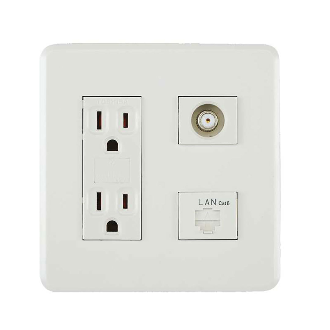 情報コンセント2連 TV、LAN AC6A-22VL-00 10ギガ対応 情報配線システム アバニアクト Abaniact 因幡電機