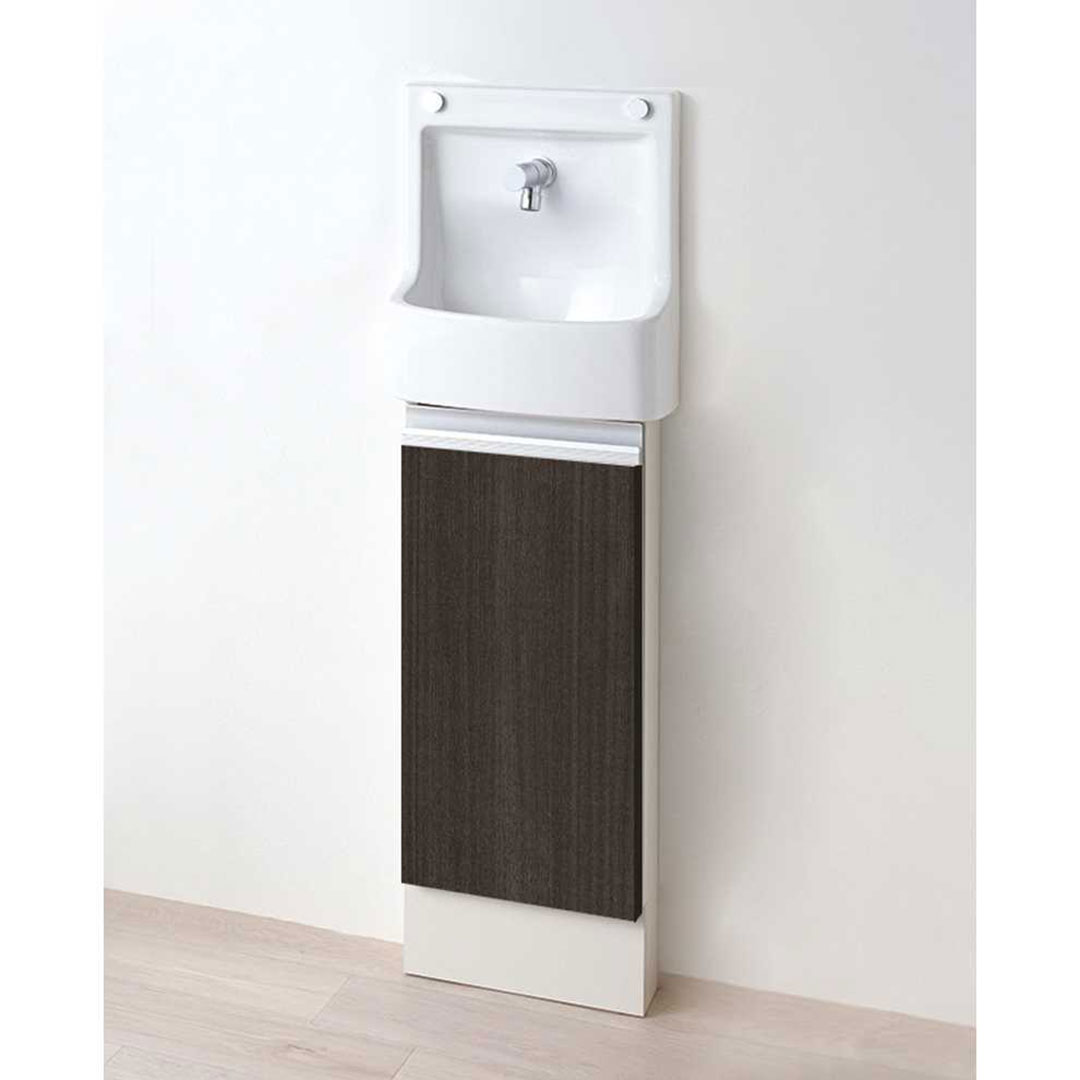 埋込 手洗キャビ(ボウルカラー/ピュアホワイト・扉カラー/チャコール)手洗い ジャニス工業