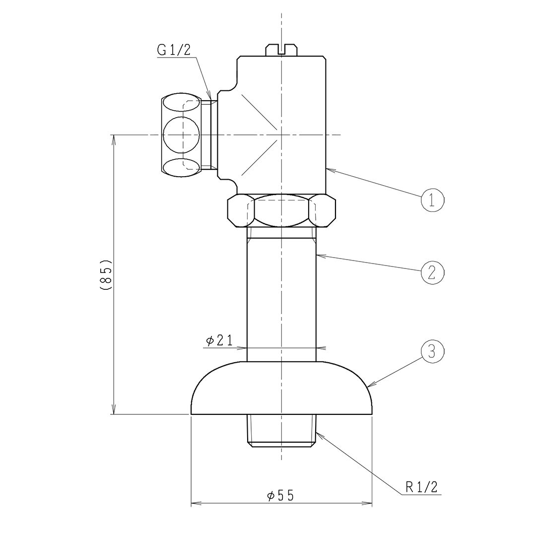 アングル形止水栓 水栓金具 壁給水用 止水栓 JL211-75WMSY ジャニス工業