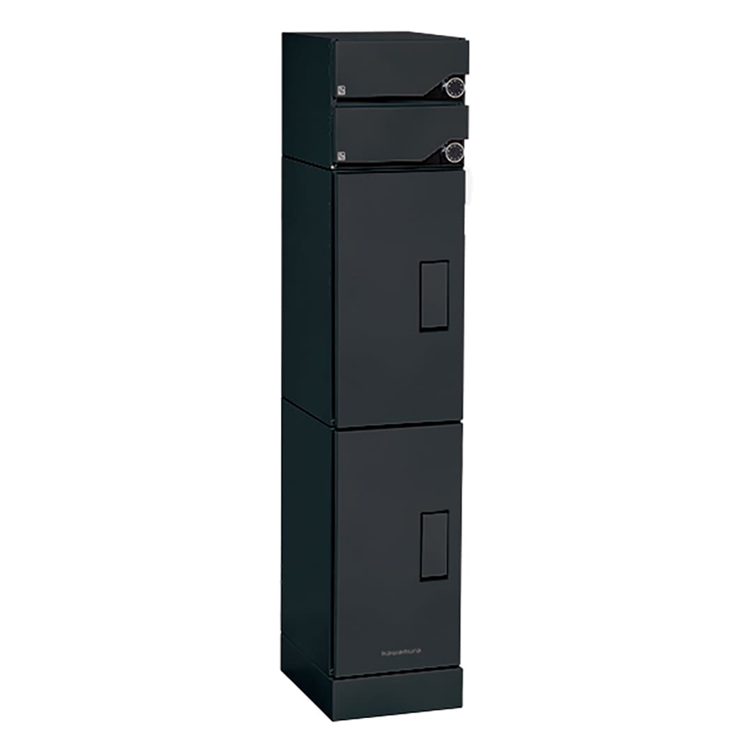 河村電器産業 ルスポ シェア ポスト一体タイプ（郵便受 2段＋大×2）左開き ブラック KD2M2-42C-LBL 集合住宅用 宅配ボックス