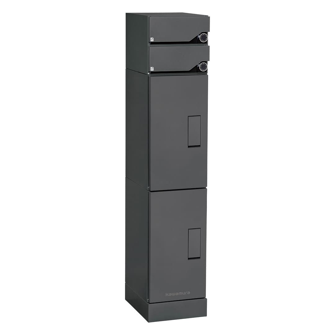 河村電器産業 ルスポ シェア ポスト一体タイプ（郵便受 2段＋大×2）左開き マットグレー KD2M2-42C-LMG 集合住宅用 宅配ボックス