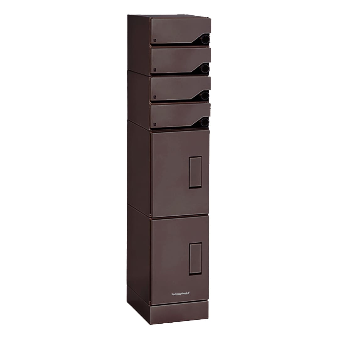 河村電器産業 ルスポ シェア ポスト一体タイプ（郵便受 4段＋中×2）左開き ダークブラウン KD4M2-42C-LBR 集合住宅用 宅配ボックス