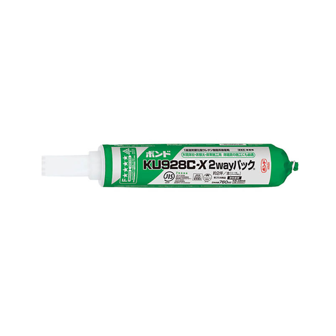 KU928C-X 2WAYパック クシ目ノズル付 760ml【ケース販売】12本入 ボンド 床仕上材用ウレタン樹脂系接着剤