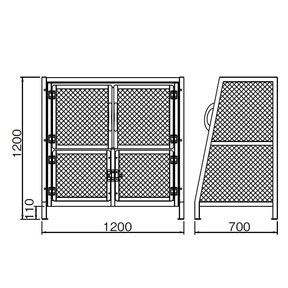 ジャンボメッシュ ST760 800L スチール メッシュ 幅1200×奥行700 カイスイマレン（法人限定）
