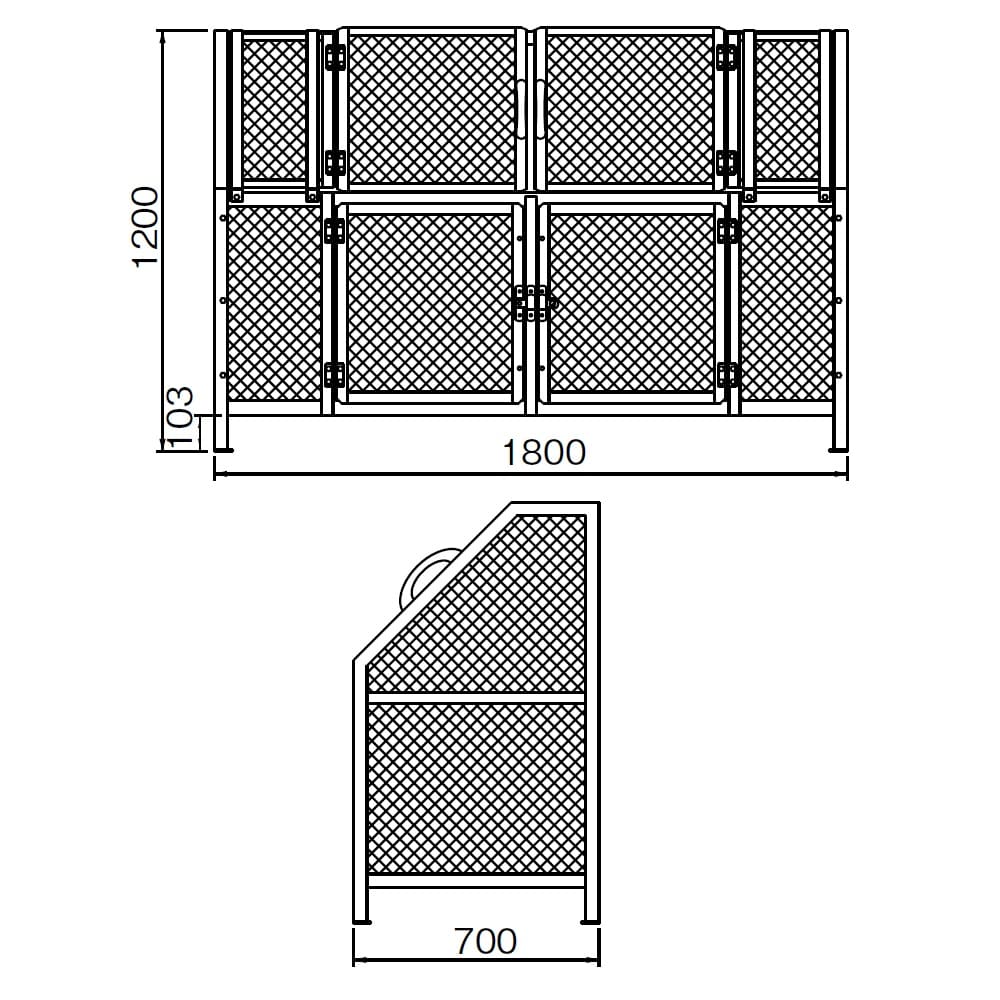ジャンボメッシュ ST1100 1200L スチール メッシュ 幅1800×奥行700 カイスイマレン（法人限定）