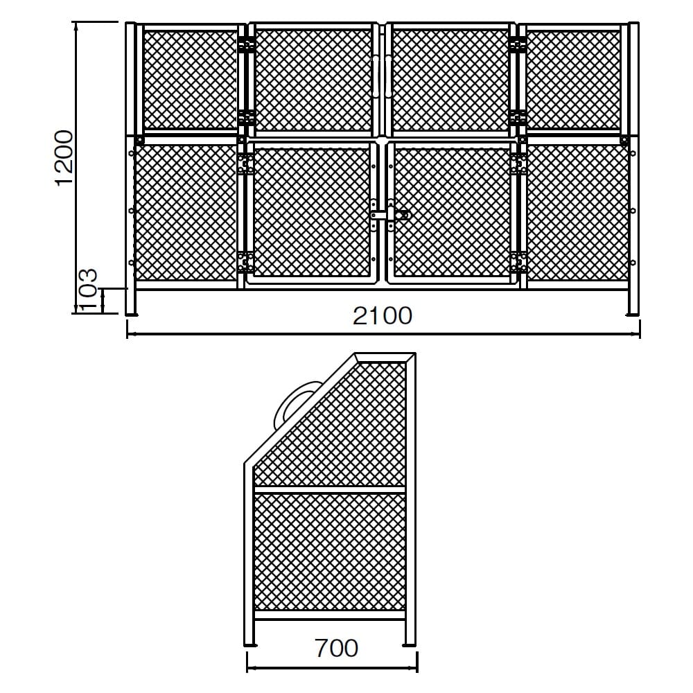 ジャンボメッシュ ST1500 1600L スチール メッシュ 幅2100×奥行700 カイスイマレン（法人限定）