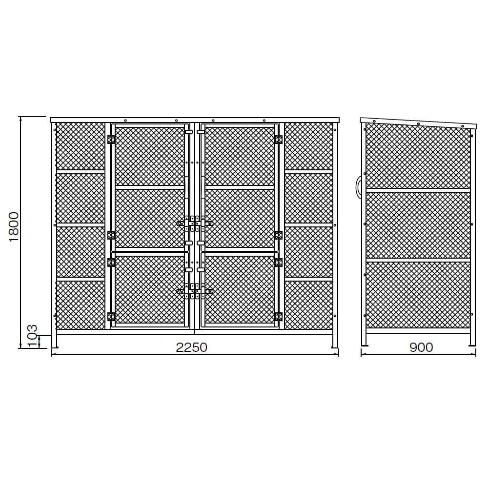 ジャンボメッシュ ST3000 3400L スチール メッシュ 幅2250×奥行900 カイスイマレン（法人限定）