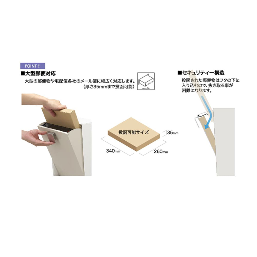 戸建郵便受箱 info-KEEPER SWING スウィング ディープグレー(DG) 上入上出 可変式コンビネーション錠 SWING-DG コーワソニア