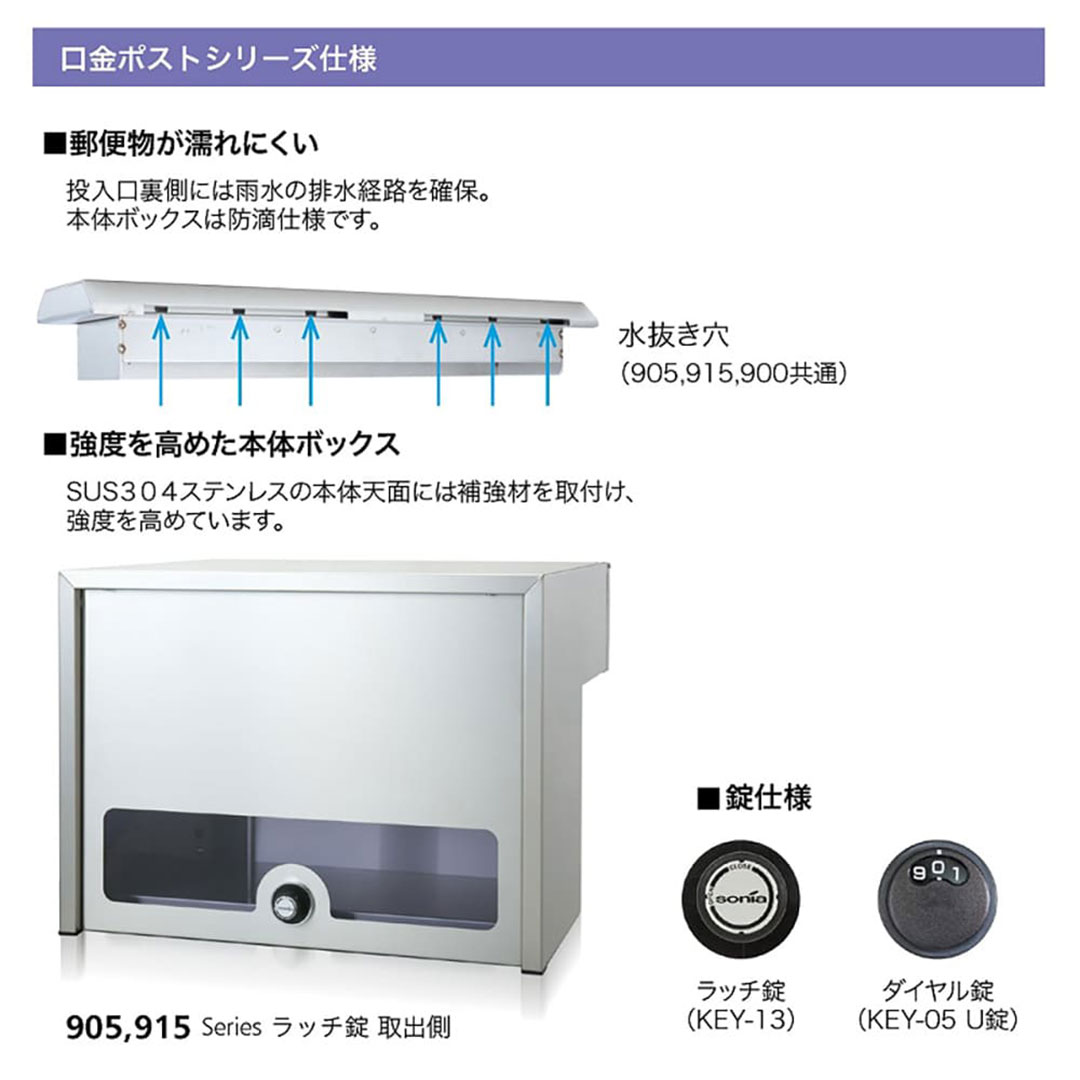 戸建郵便受箱 900シリーズ 本体ボックス B900H-D ダイヤル錠 前入後出 壁埋込 コーワソニア