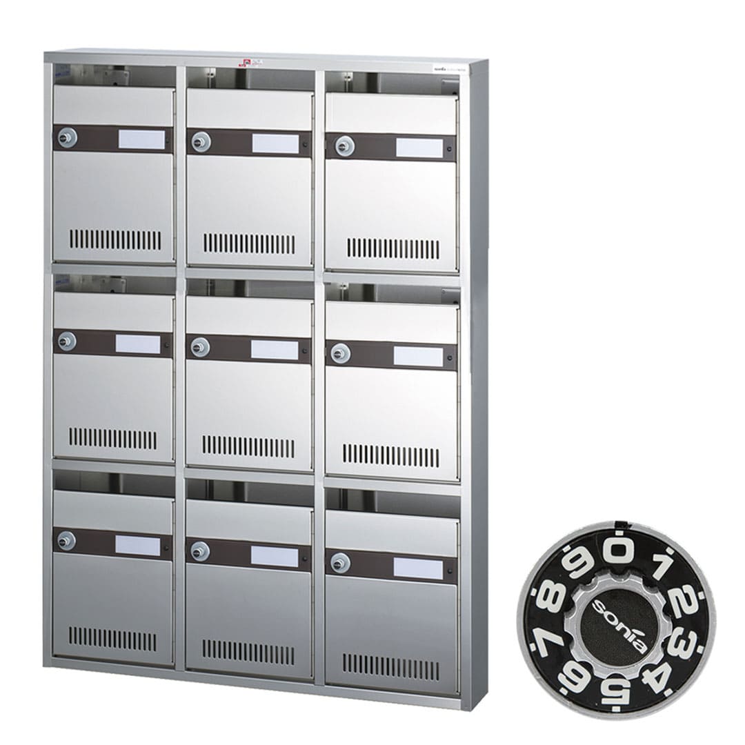 集合郵便受箱 KAM-9 前入前出 ダイヤル錠(3列3段)9世帯 KAMシリーズ コーワソニア