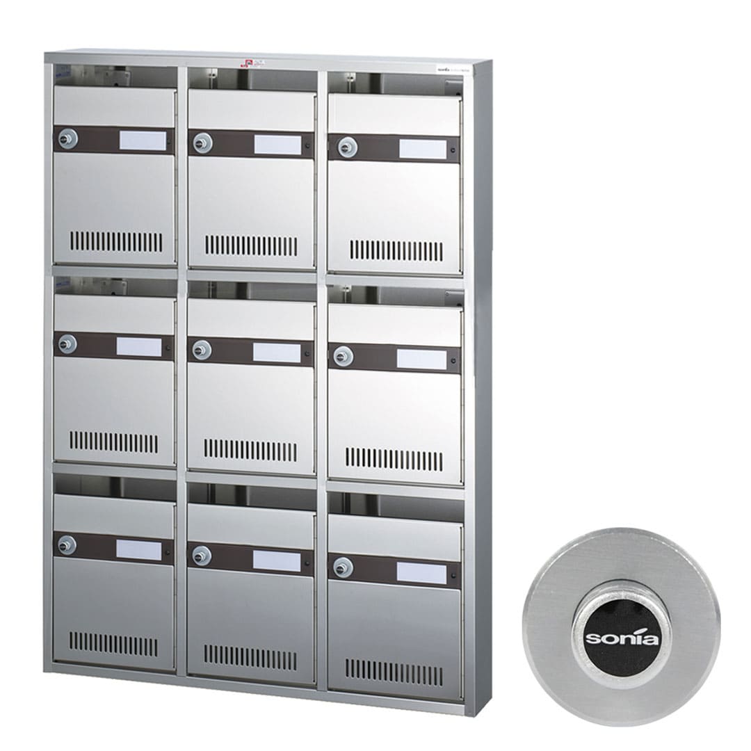 集合郵便受箱 KAM-9 前入前出 ラッチ錠(3列3段)9世帯 KAMシリーズ コーワソニア