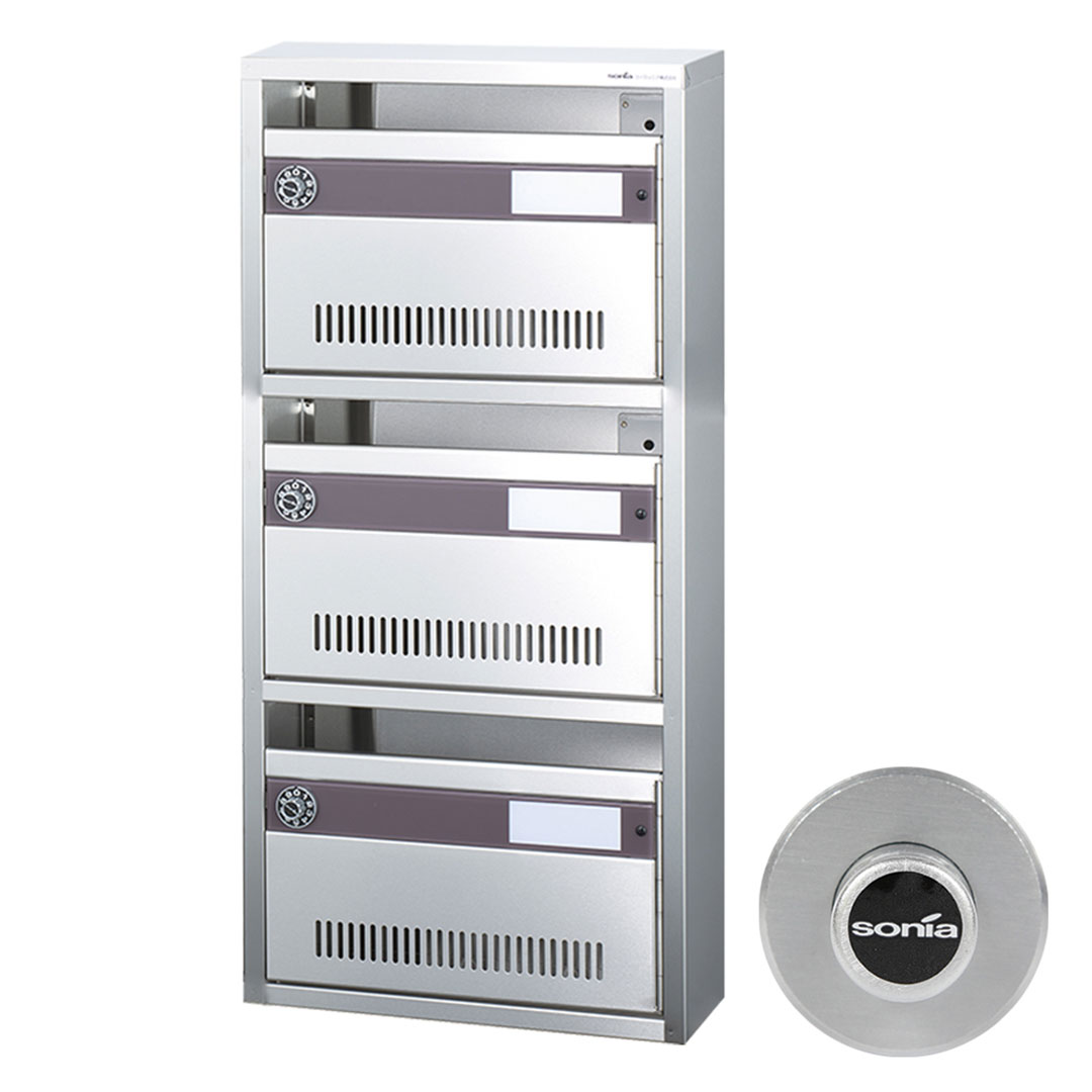 集合郵便受箱 AM-B3 前入前出 ラッチ錠（1列3段）3世帯  AM-Bシリーズ  コーワソニア