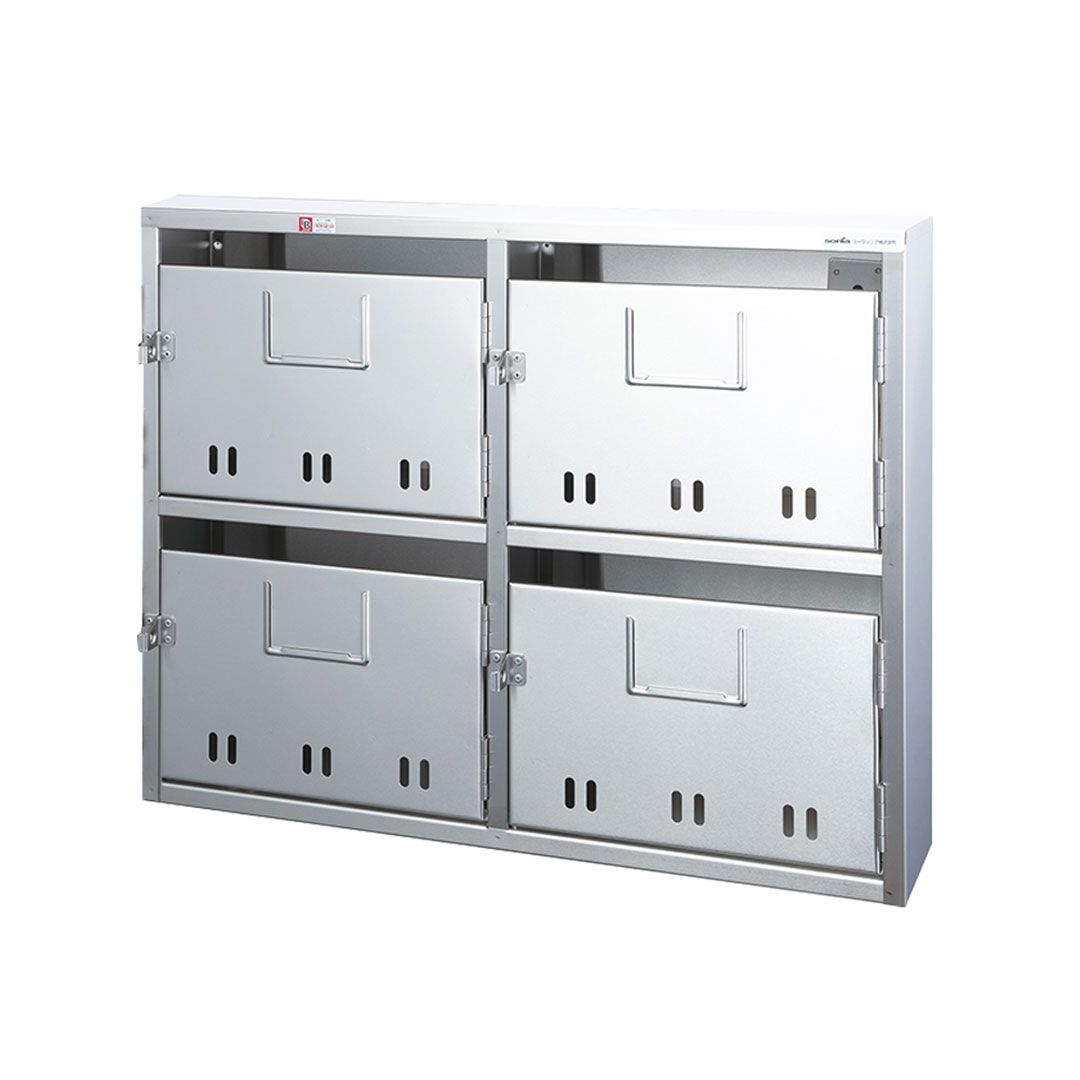 集合郵便受箱 SA-N4 前入前出 南京錠対応型（2列2段）4世帯 公共住宅用 普及型 コーワソニア