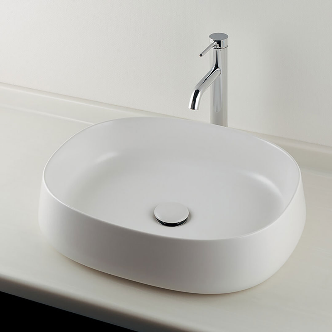 丸型洗面器 Olympia(オリンピア) マットホワイト 置き型 洗面器 陶器製 カクダイ #LY-493231-W