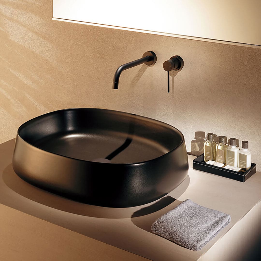 丸型洗面器 Olympia(オリンピア) マットブラック 置き型 洗面器 陶器製 カクダイ #LY-493231-D