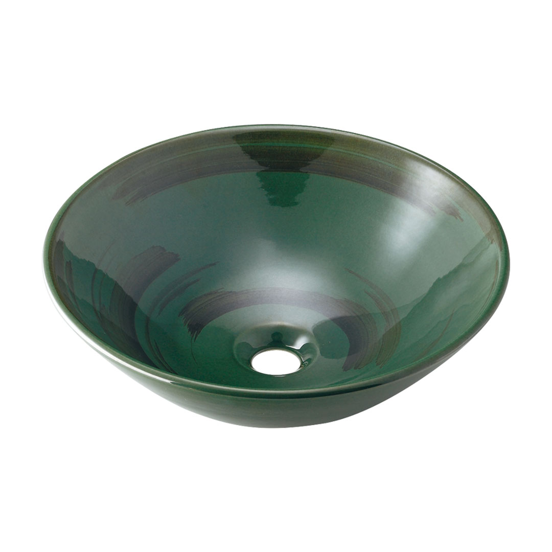 丸形手洗器(青竹) 493-046-GR 和風 カクダイ