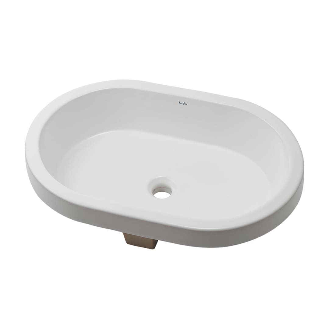 丸型洗面器 半埋め オーバーフロー付き 陶器製 Luju(リュウジュ) 493-168  612mm×420mm×65mm カクダイ