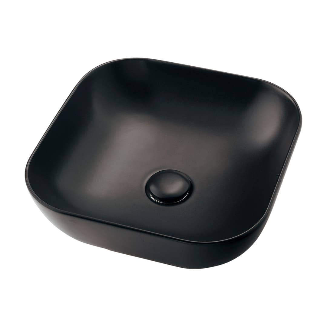 角型洗面器 置型 陶器製 マットブラック Olympia(オリンピア) #LY-493232-D カクダイ