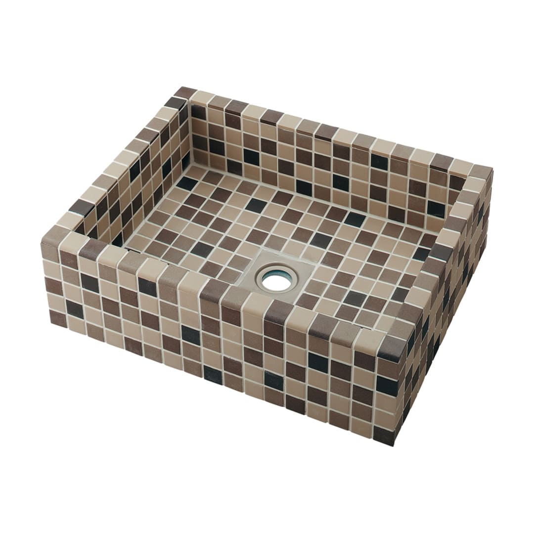 タイル貼り 洗面器 響 ひびき 置型 493-143-BM ブラウンミックス 後継品:493-343-BE カクダイ