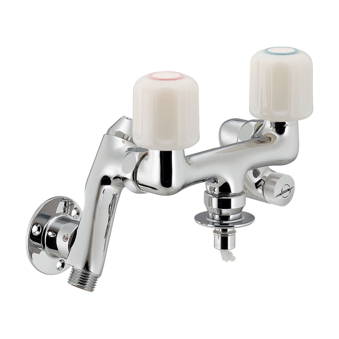 洗濯機用 混合栓 ストッパー 増設クランク付 JIS認定 127-304 (後継品: 127-314 ) カクダイ KAKUDAI