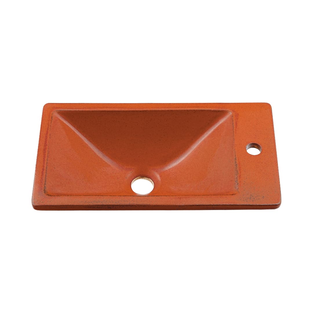 角型手洗器 鉄赤 瑠珠 Luju オーバーカウンター 陶器製 493-010-R カクダイ KAKUDAI