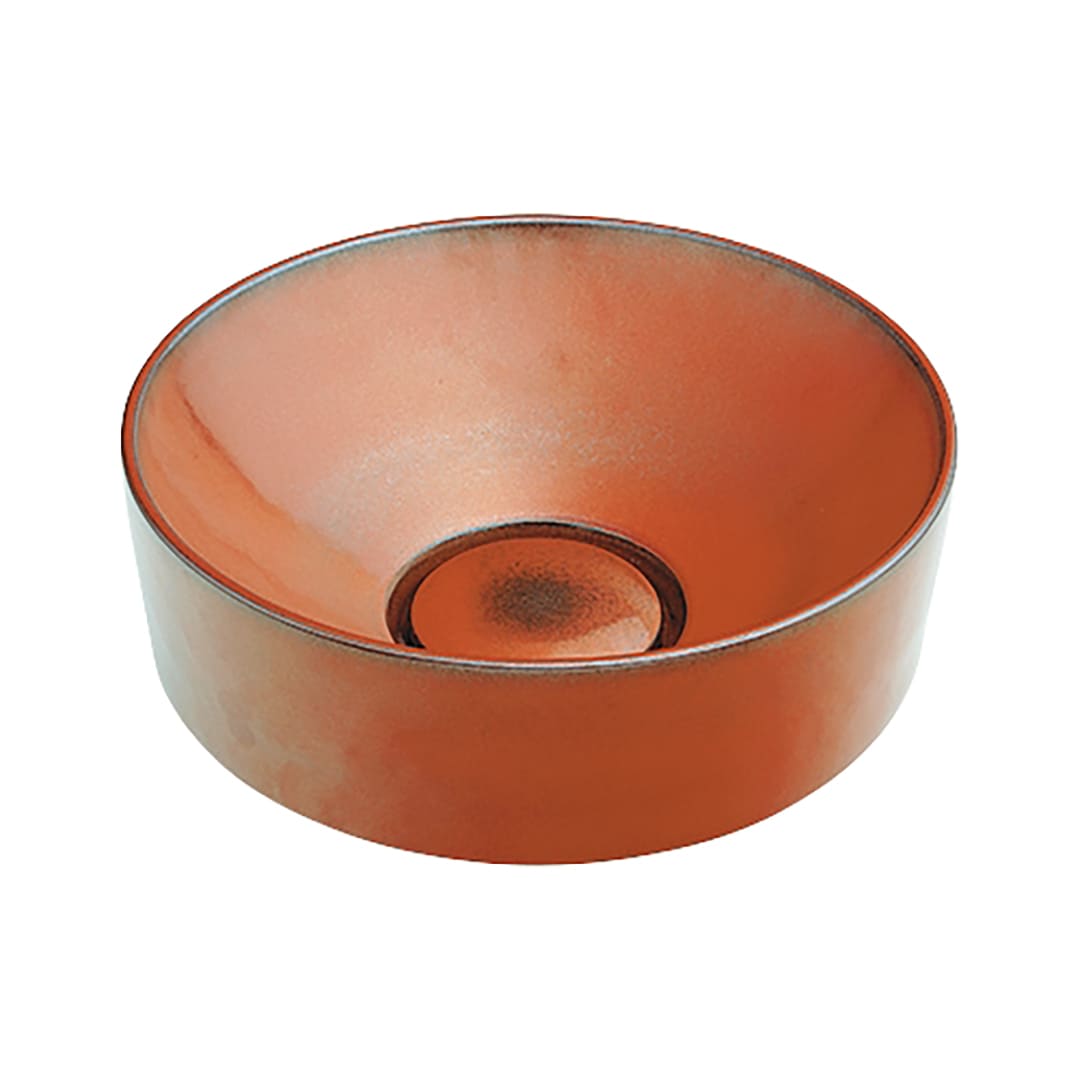 丸型 手洗器 鉄赤 瑠珠 Luju 半埋め 陶器製 493-023-R 手洗ボウル カクダイ KAKUDAI