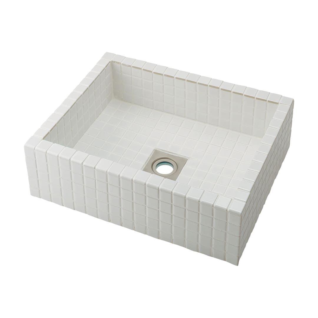 タイル貼り 洗面器 ホワイト 響 ひびき 置型 493-143-W (後継品: 493-343-W ) カクダイ KAKUDAI
