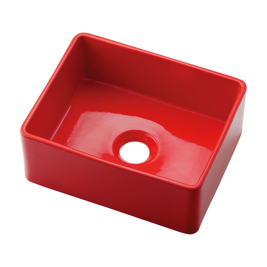 角型 手洗器 レッド MINO ミーノ 置型 陶器製 493-174-R 手洗ボウル カクダイ KAKUDAI