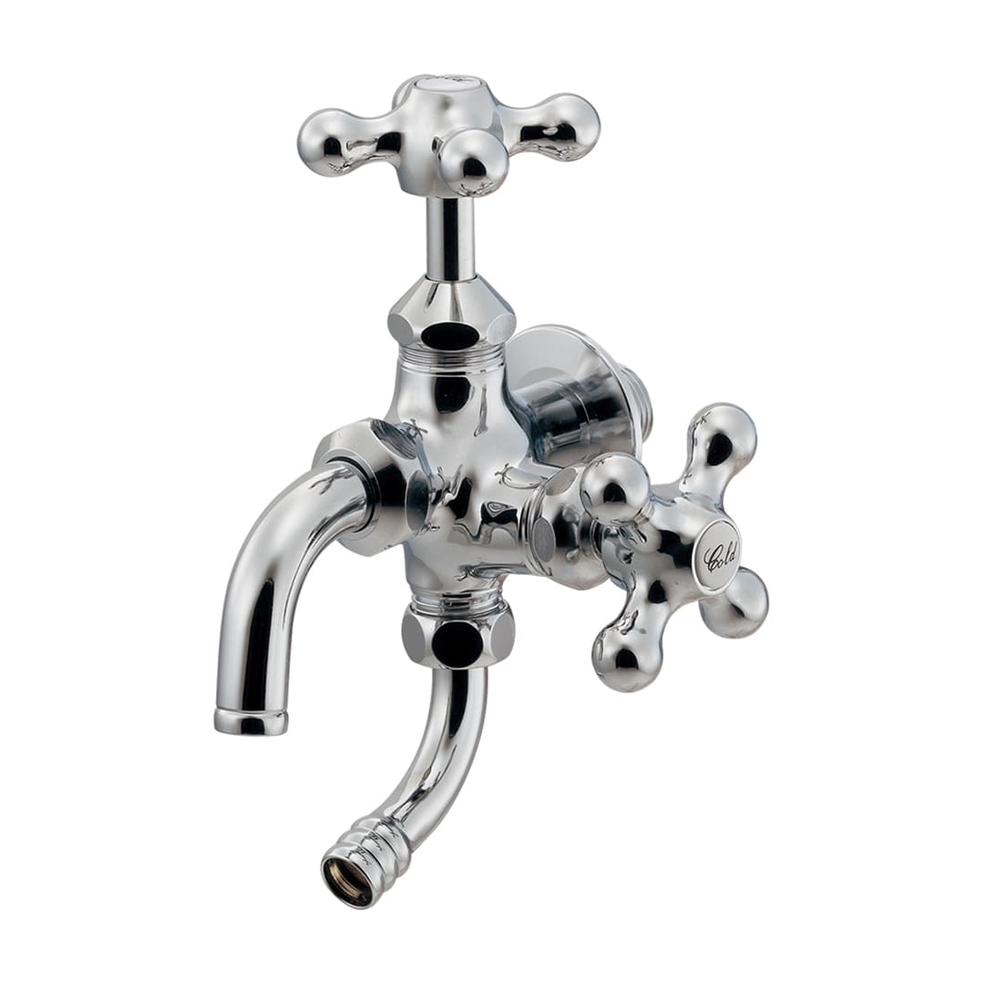 万能ホーム双口水栓 凍結防止付 固定コマ仕様 704-141-13 (後継品: 704-601-CH ) カクダイ KAKUDAI