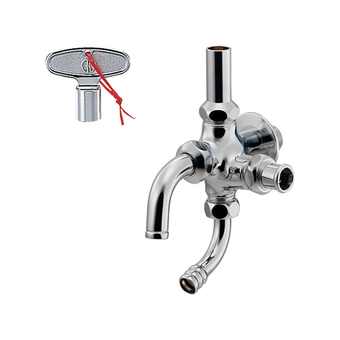 共同万能ホーム双口水栓 凍結防止付 固定コマ仕様 704-142-13 (後継品: 704-611 ) カクダイ KAKUDAI