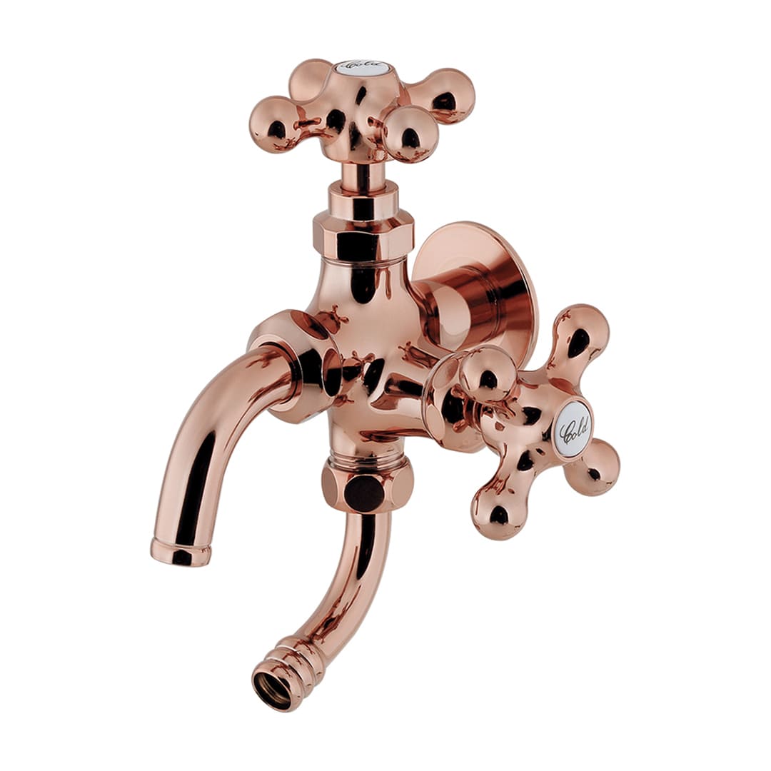 万能ホーム双口水栓 凍結防止付 カッパーブラウン704-148-BR (後継品: 704-601-BR ) カクダイ KAKUDAI