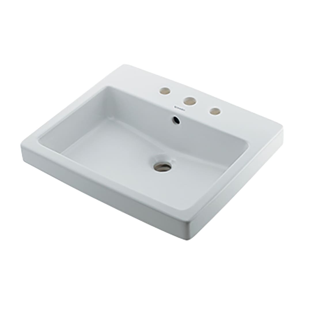角型 洗面器 3ホール  オーバーフロー付 #DU-0315550030 カクダイ KAKUDAI