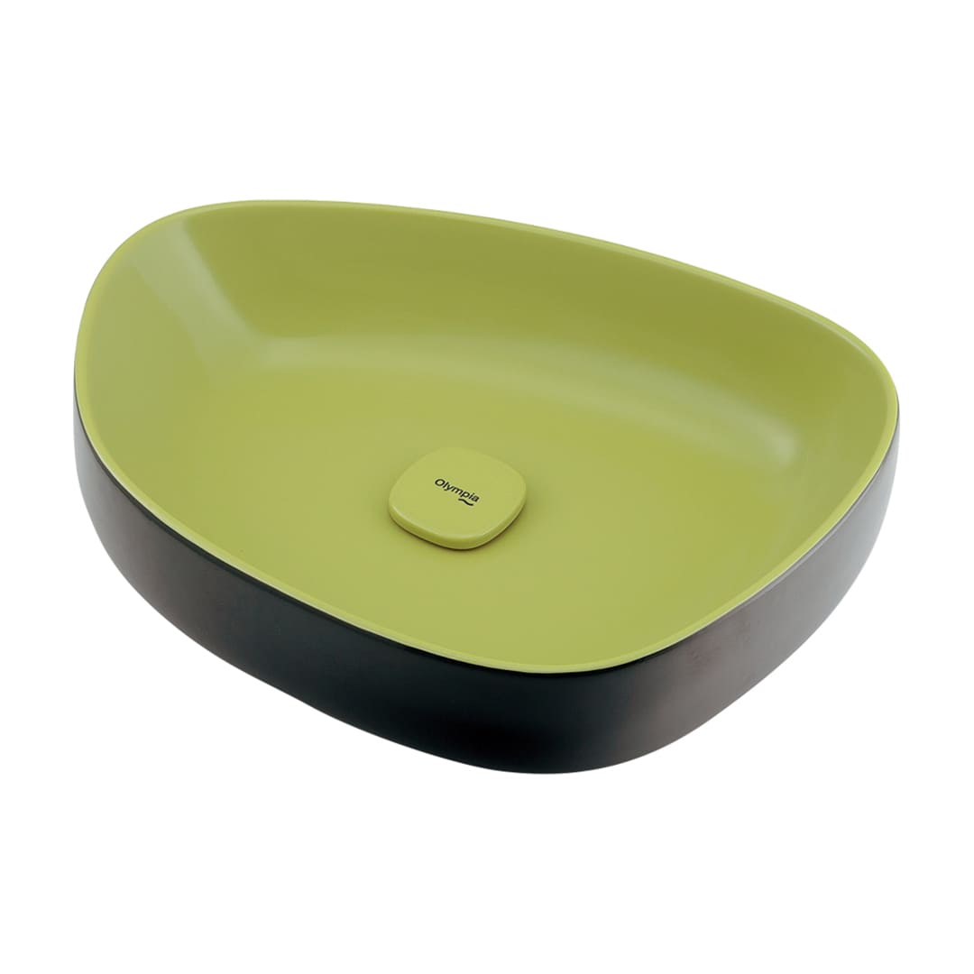 洗面器 イエローグリーン ブラック 置型 陶器製 #LY-493210GD カクダイ KAKUDAI