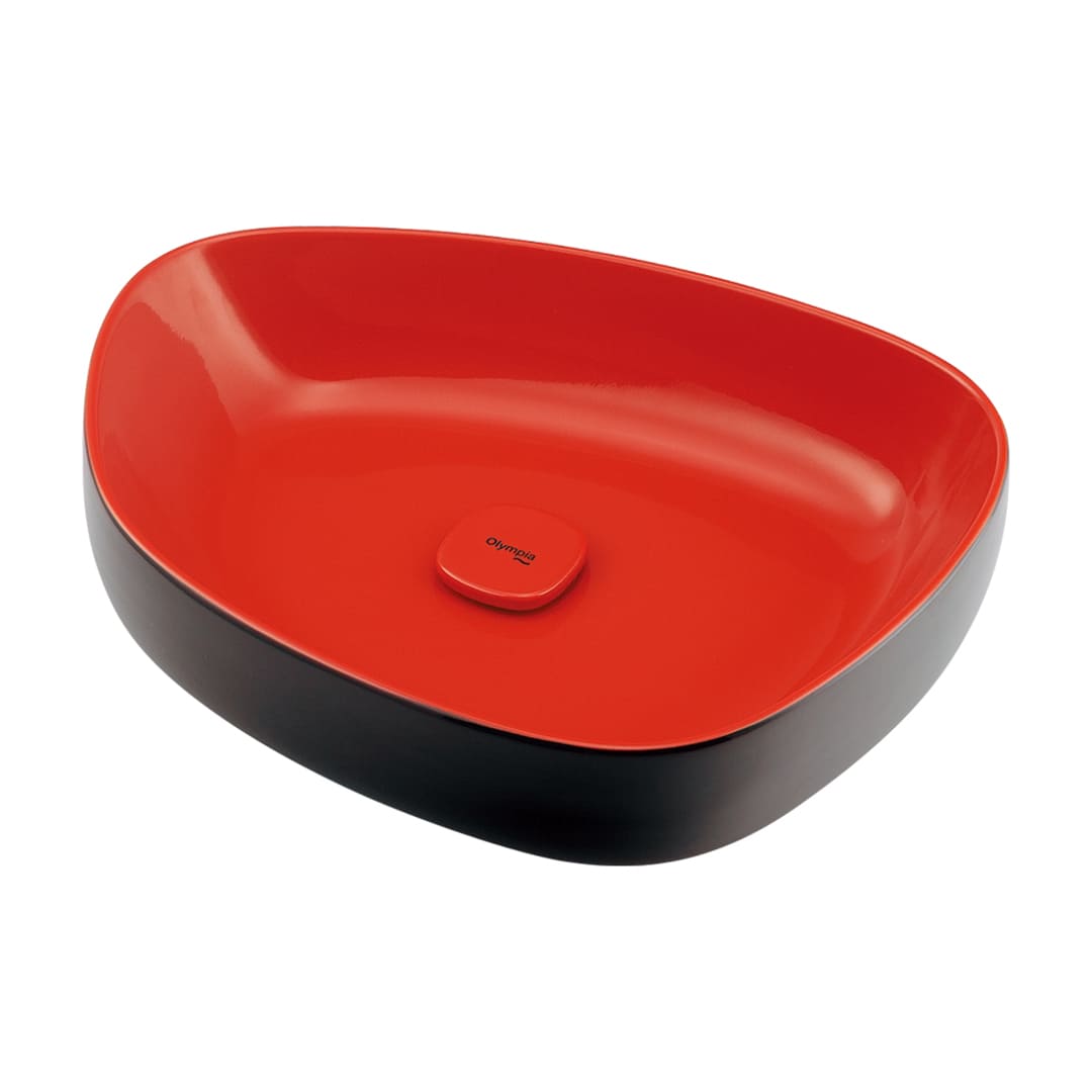 洗面器 レッド ブラック 置型 陶器製 #LY-493210RD カクダイ KAKUDAI