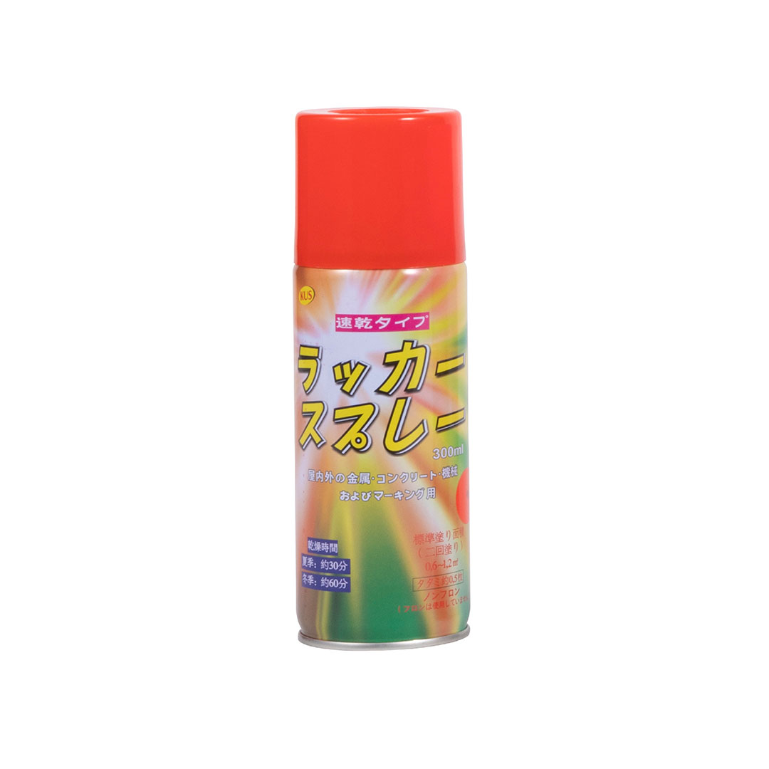 速乾タイプ カラースプレー 塗装用ノズル付 赤 300ml ガス抜きキャップ付【ケース販売】6本入