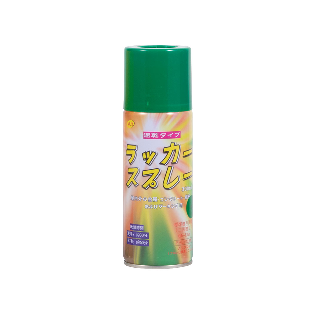 速乾タイプ カラースプレー 塗装用ノズル付 緑 300ml ガス抜きキャップ付【ケース販売】6本入