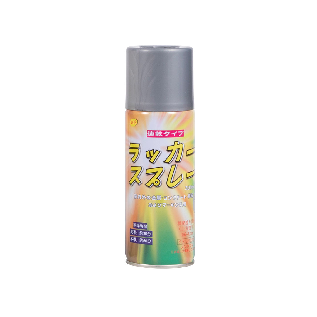 速乾タイプ カラースプレー 塗装用ノズル付 シルバー 300ml ガス抜きキャップ付【ケース販売】6本入