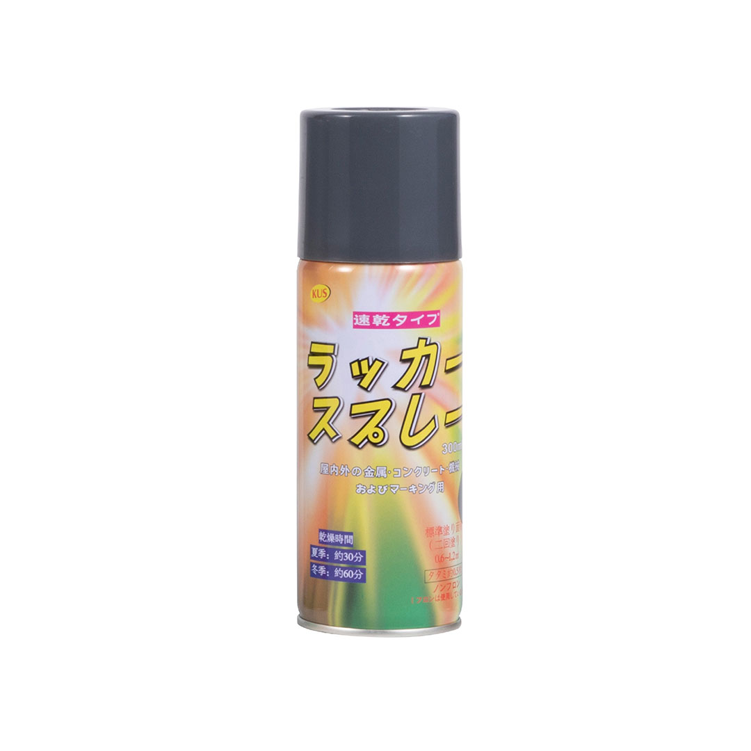 速乾タイプ カラースプレー 塗装用ノズル付 グレー 300ml 【ケース販売】 6本入