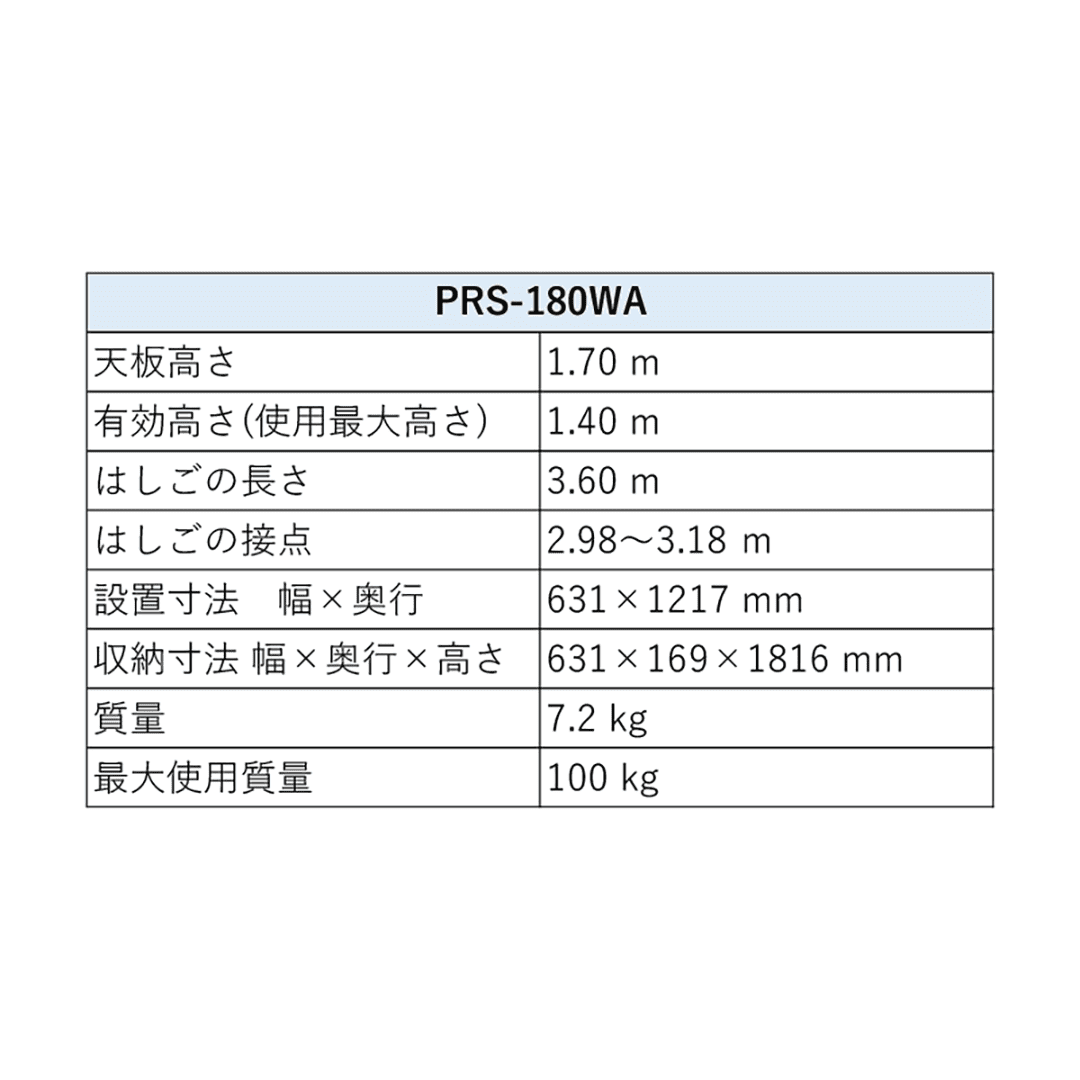 はしご兼用脚立 PRS-180WA 両面ワイドステップ 55mm 中折れ式 脚立 室内 室外 作業 アルインコ