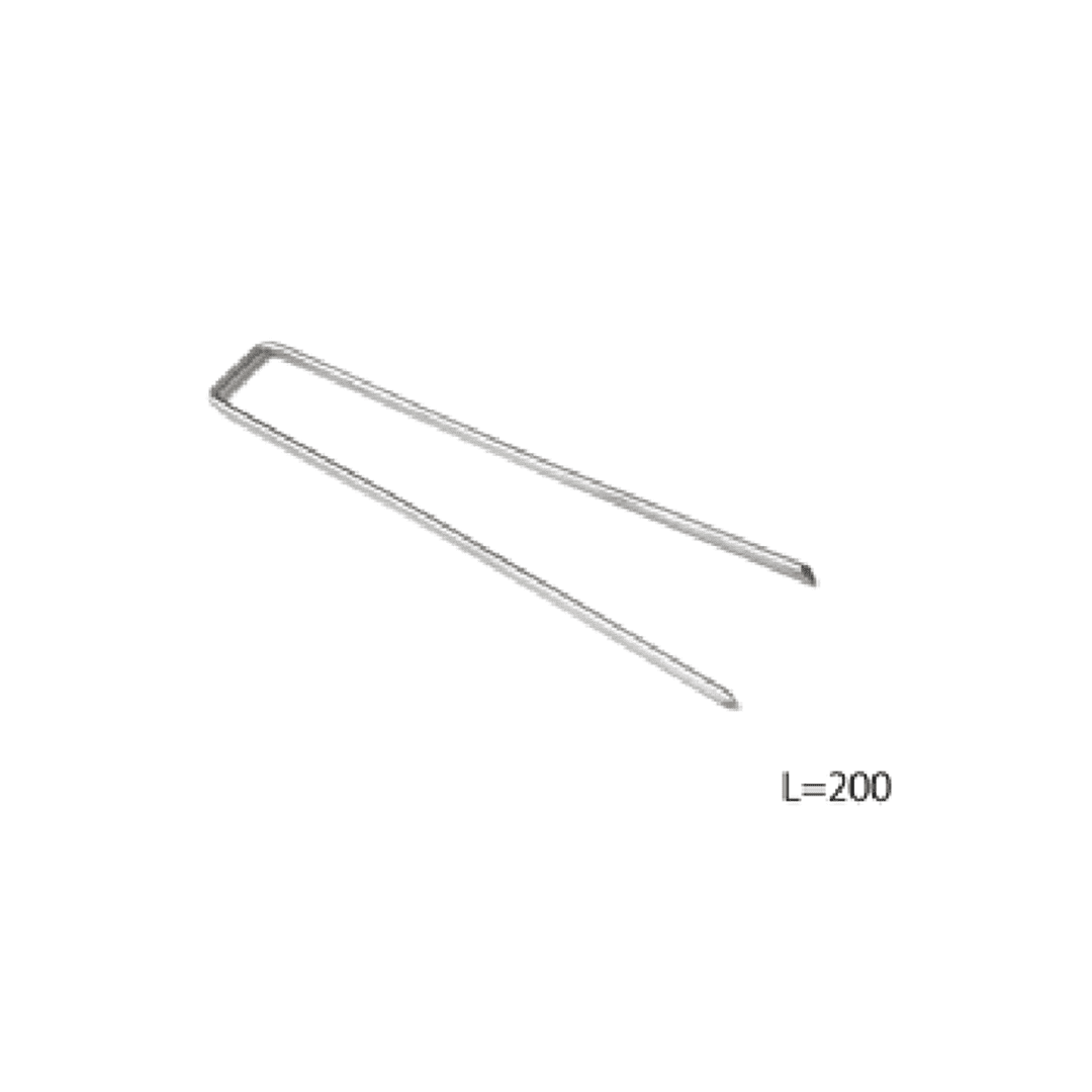 固定コ型ピン ピン助 L200 200×4(mm)【ケース販売】50本入 防草シート 固定 鉄 差し込み
