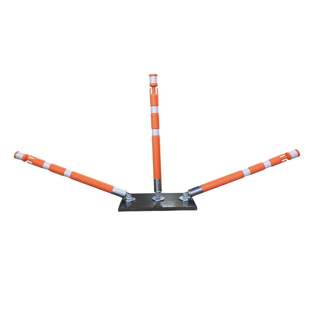 パッチンスタンドR オレンジ/白 AR-1452【ケース販売】10本入 敷鉄板 ポール 区画整理 進入禁止 アラオ