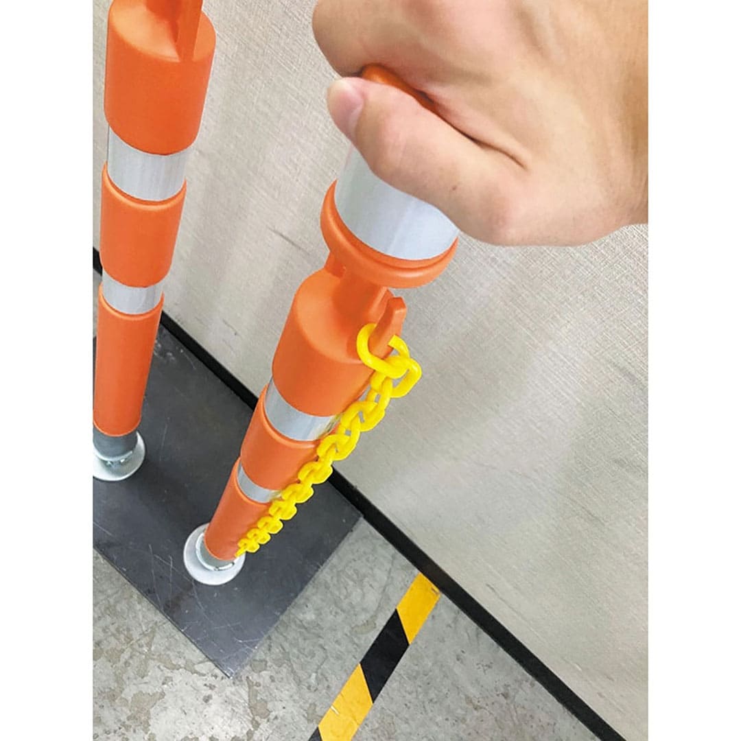 パッチンスタンドR オレンジ/白 AR-1452【ケース販売】10本入 敷鉄板 ポール 区画整理 進入禁止 アラオ