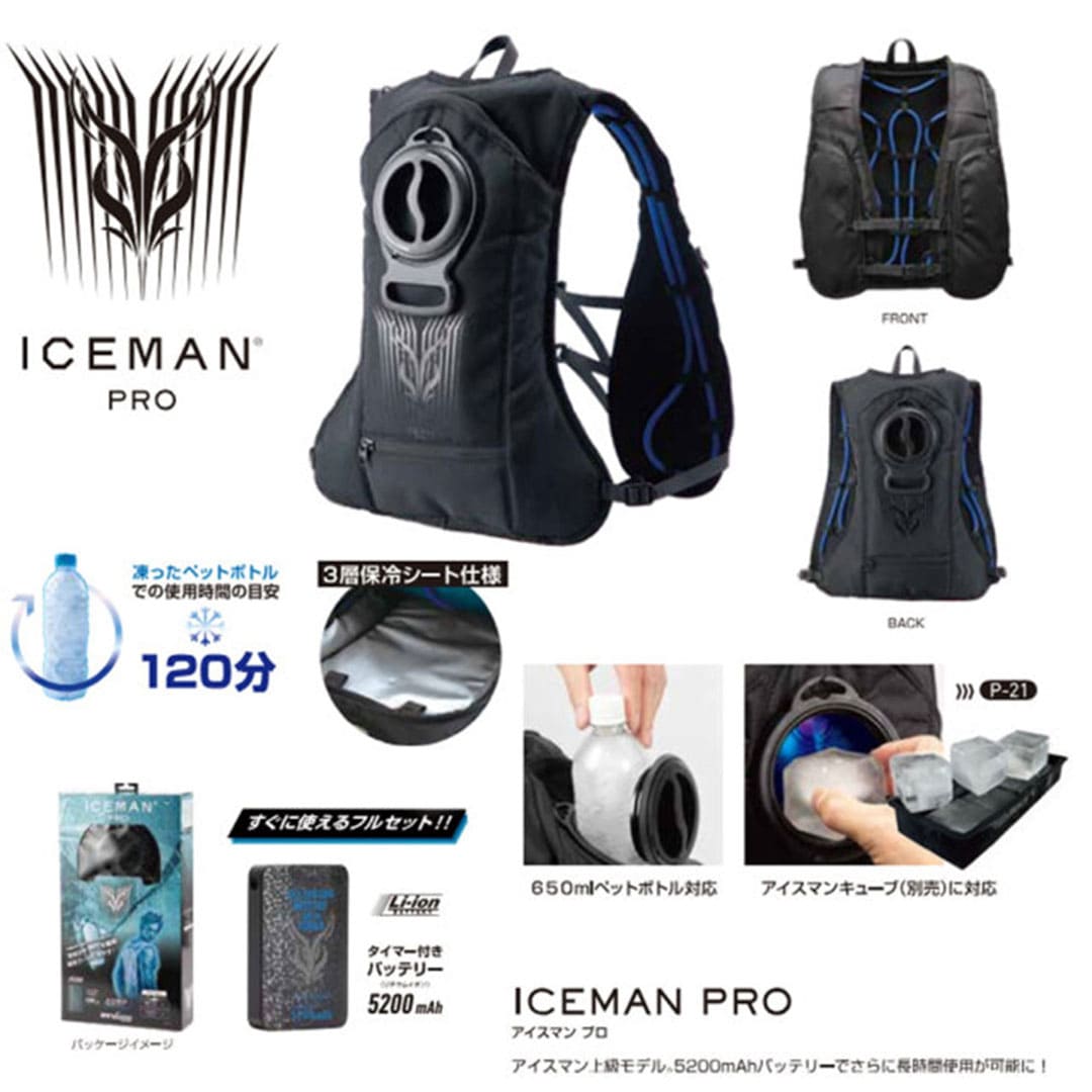 アイスマンPRO ベスト 一式 ICMP3-BLV-SET 水冷 冷感 冷却 軽量 静音 山真製鋸
