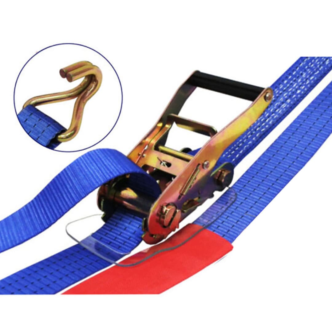 ラッシングベルト Jフック 青 幅50mm1＋5ｍ 75269【セット販売】12本入 使用荷重1500kg 荷締め フリーク