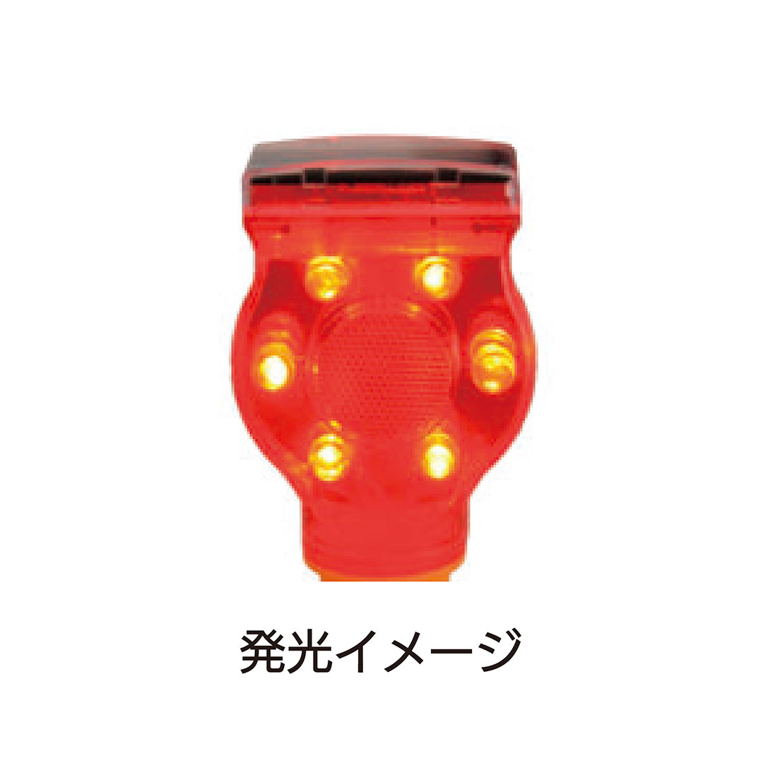 ソーラー式 LED 工事灯 ネジ固定式 赤6灯 W90×D60×H175(mm)発光 夜間自動点滅 KMネクスト