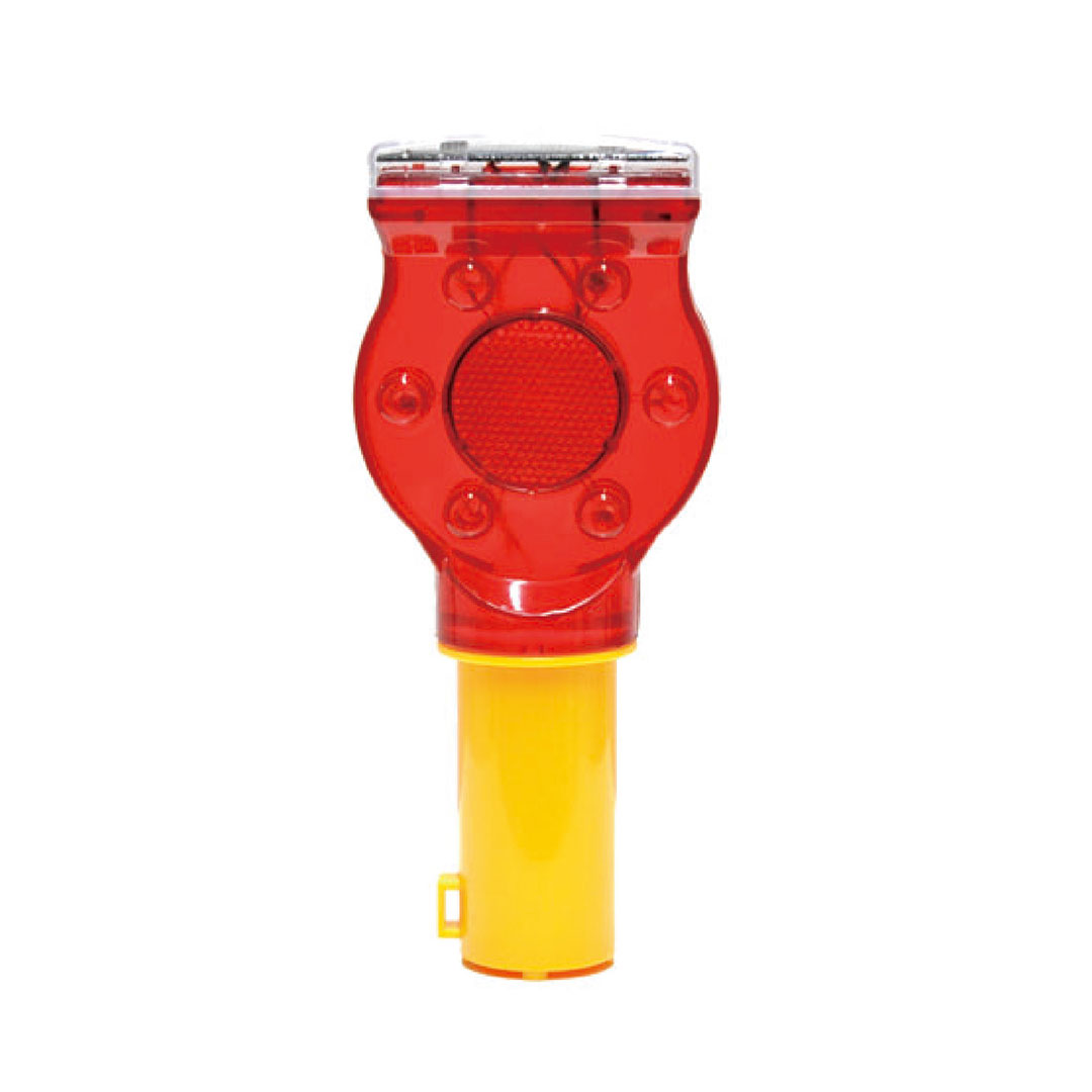 ソーラー式 LED 工事灯 カットコーン用 赤6灯 W90×D60×H205(mm)発光 夜間自動点滅 KMネクスト