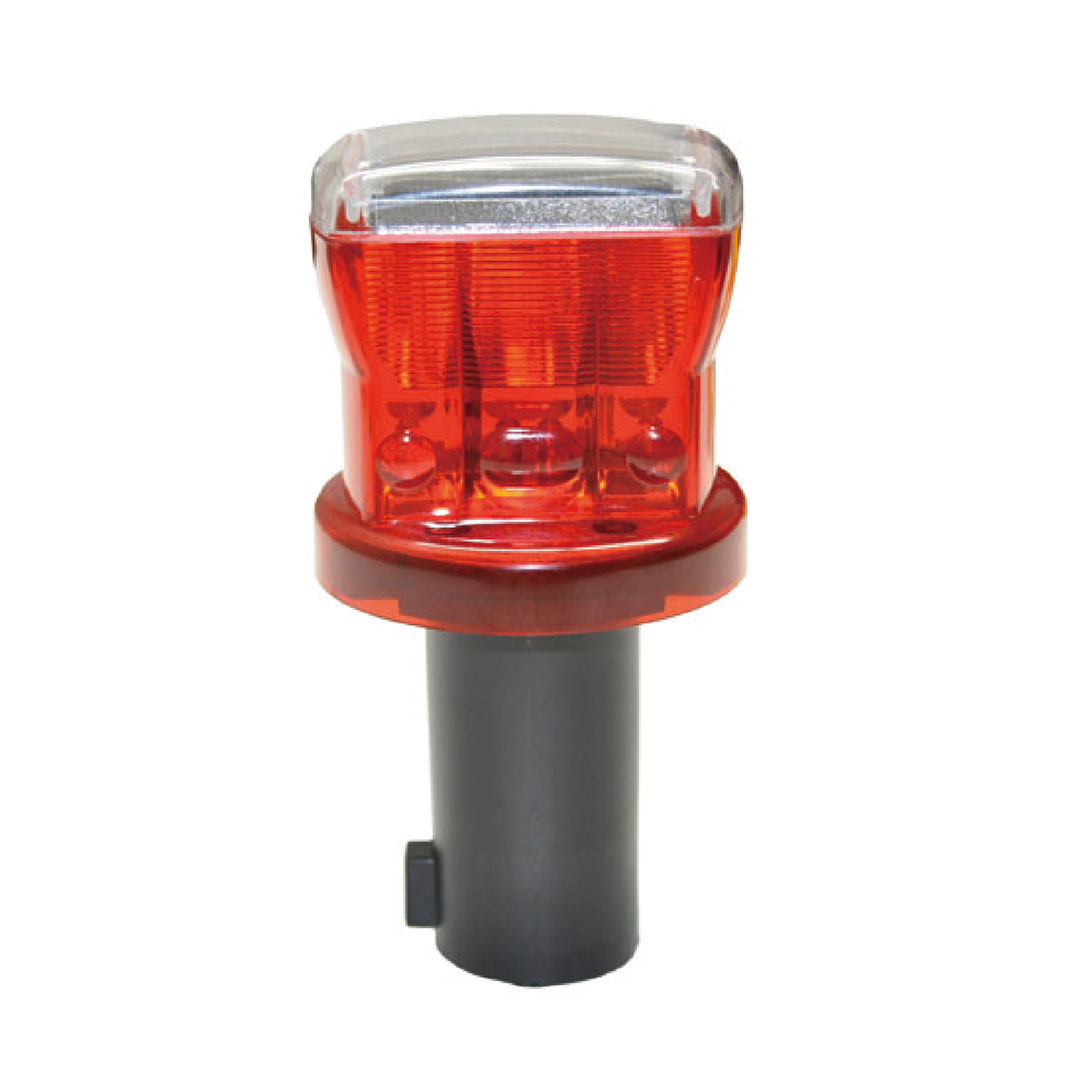 フレアライト ソーラー式 LED 赤4灯 Φ80×H160(mm)発光 夜間自動点滅 KMネクスト